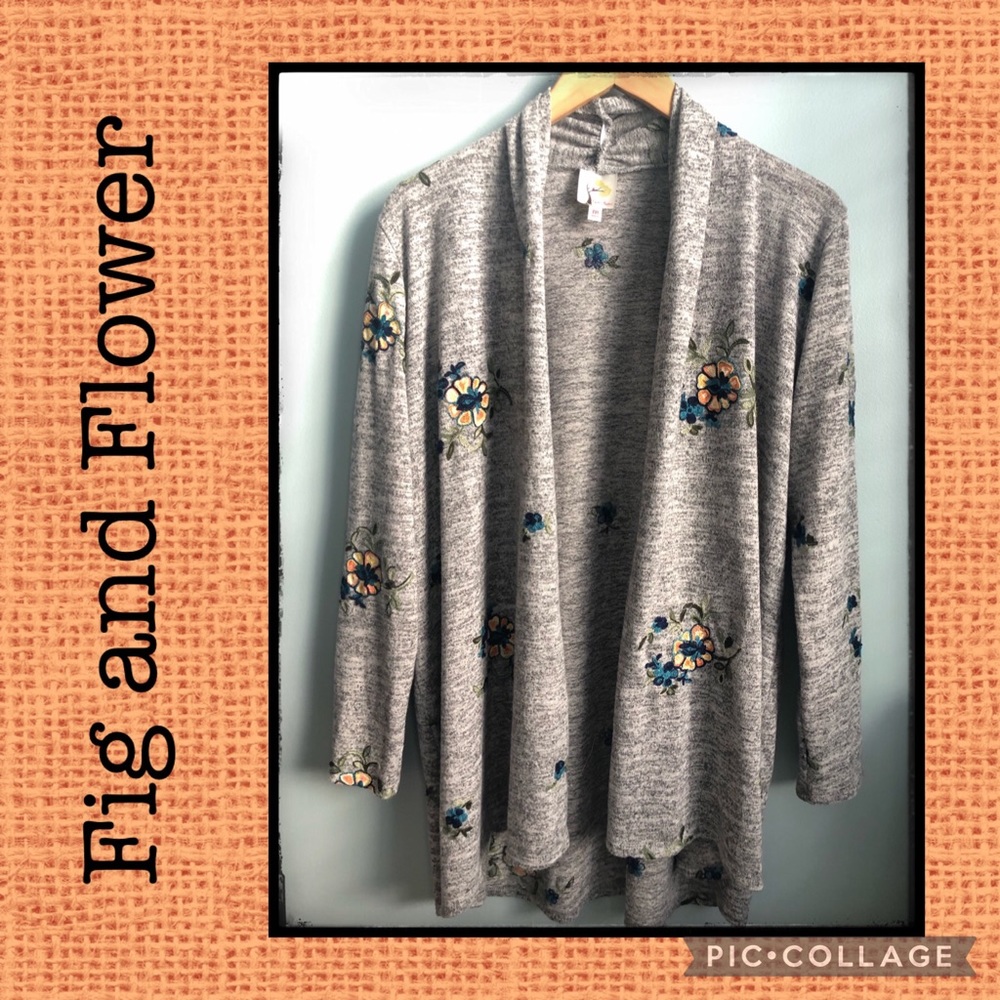 Fig and Flower Open Front Embroidered Cardigan 🌸
